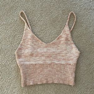 debut pink and white crop tank top